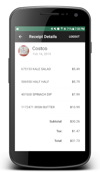 Receipt Itemizer Mobile App